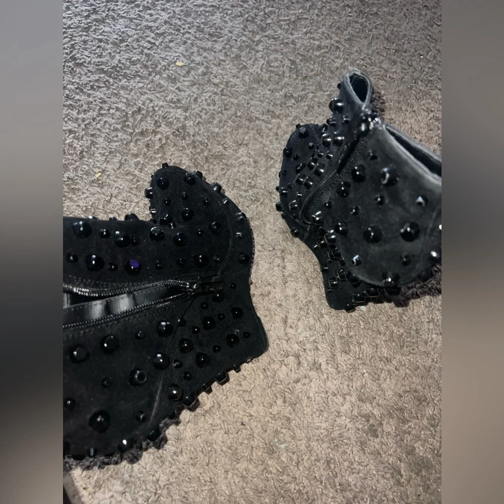 Shiekh Studded Wedge‎ Boots Black